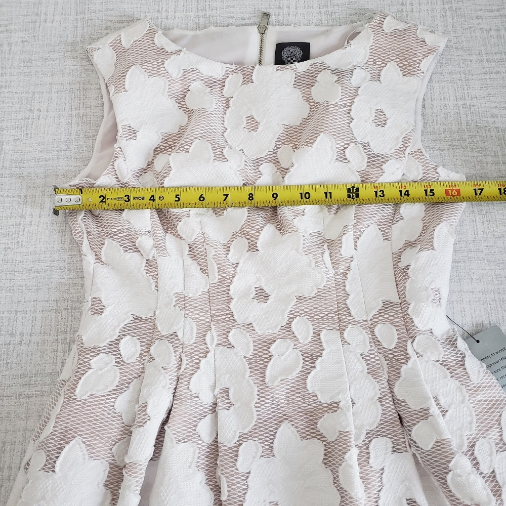 NWOT Vince Camuto Lace Floral Appliqu White A-Line Mini Dress SZ 6 Petite - Picture 8 of 11
